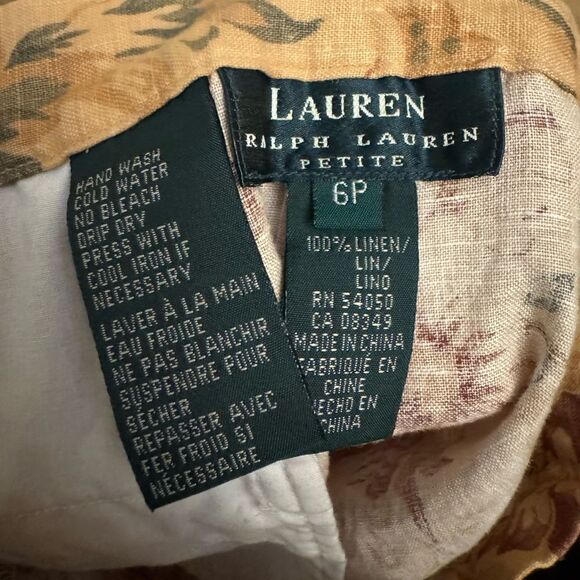 Vintage Lauren Ralph Lauren Size Small High Rise Linen Floral Print Short - Picture 9 of 9